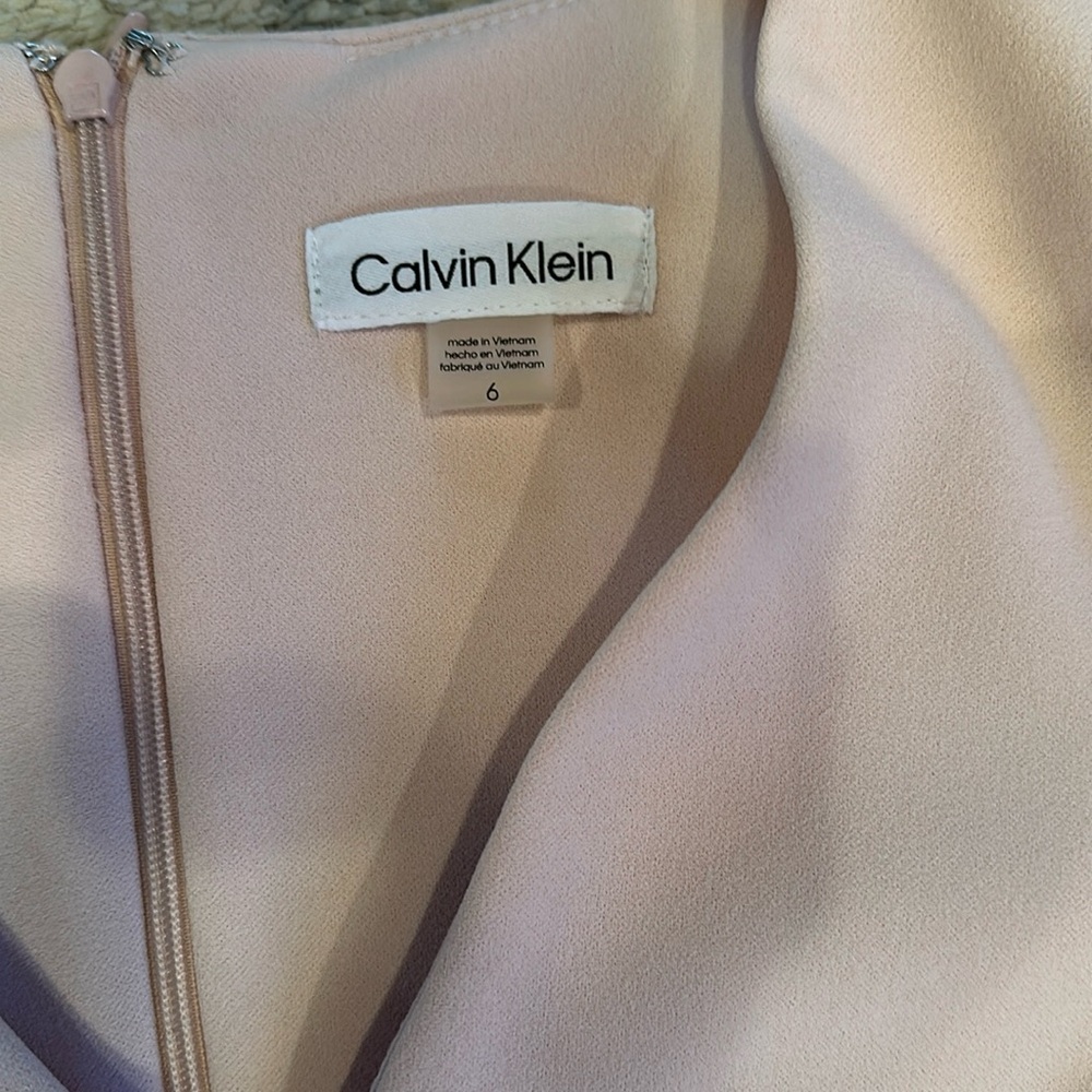 Calvin Klein long sleeve ruffle dress in pink. - Picture 2 of 5